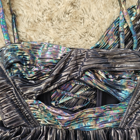 Free People Sabina Musáyev‎ Burnished Metal Pleated Laminate Dark Silver Set XL - Picture 6 of 16